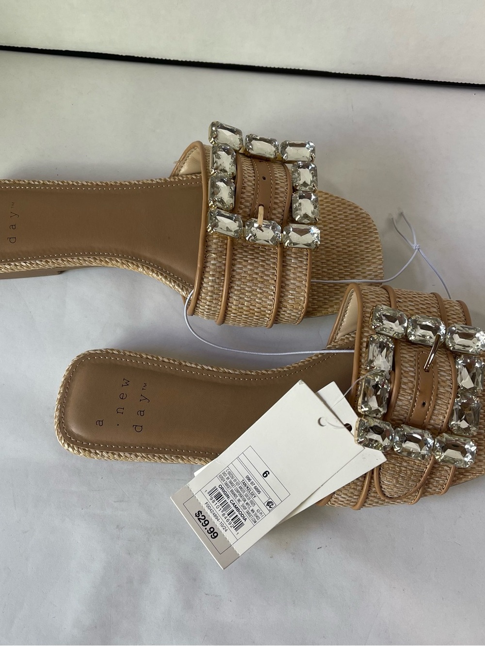 a new day Rhinestone Buckle Tan Kelsey Slide Sandals - Picture 6 of 12